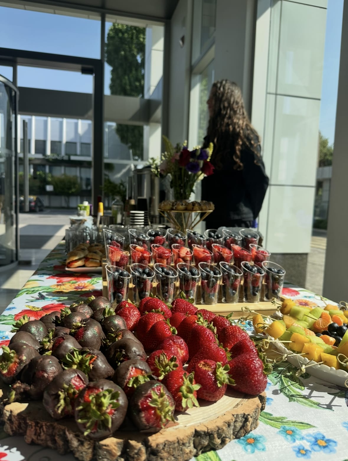 Frutillas con chocolate y fruta fresca